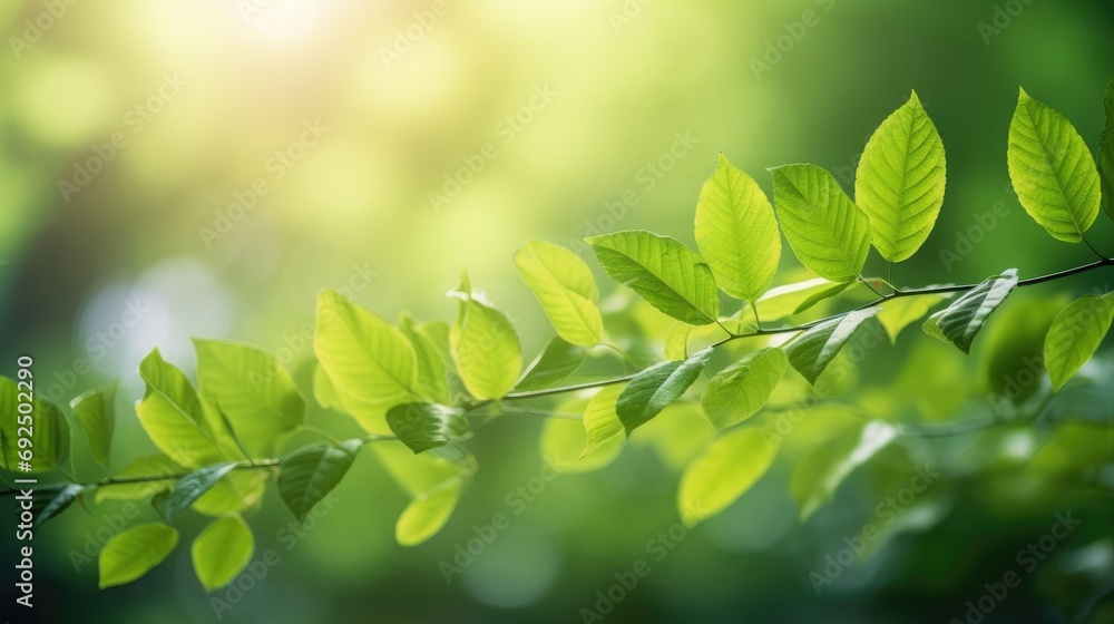Eco-Friendly Elegance: Green Leaf Close-Up on Sunlit Blurred Greenery Eco-Friendly Elegance: Green Leaf Close-Up on Sunlit Blurred Greenery