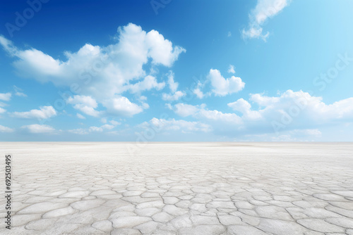 Empty floor with clean eyes view and beautiful blue cloudy sky background, Horizon landscape scene.