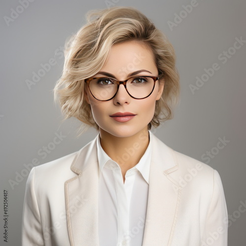 Portrait business woman on white background