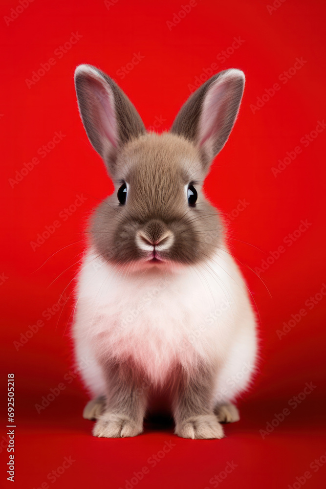 Obraz premium rabbit on a red background7