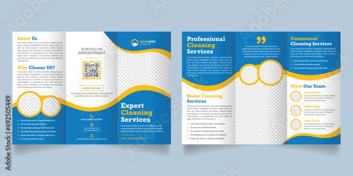 Cleaning Service Trifold Brochure Design Template for Residential or Commercial Cleaning Company