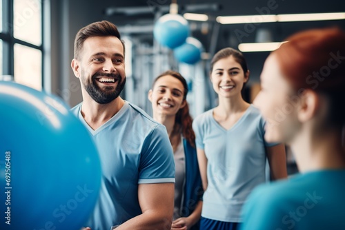Step into the world of rehabilitation as a confident physiotherapist provides expert guidance and compassionate support to a patient. This professional photo captures the essence of expertise 