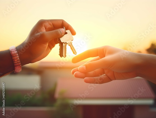 Candid joy as a person receives keys to their first home or apartment, symbolizing a coming of age moment, independence, and the journey into adulthood photo