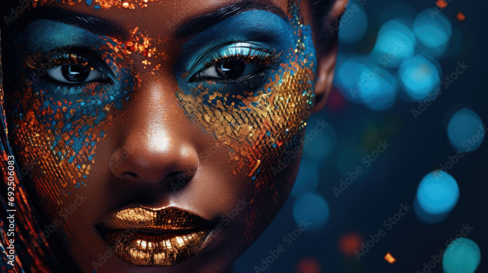 Close up portrait of a beautiful model with amazing colourful make-up Close up portrait of a beautiful model with amazing colourful make-up