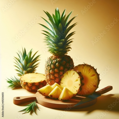 pineapple isolated yellow