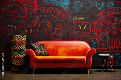 Textured wallpaper inspired by African textiles and fabrics, incorporating rich colors and intricate designs, Textured wallpaper inspired by African textiles and f30 photo