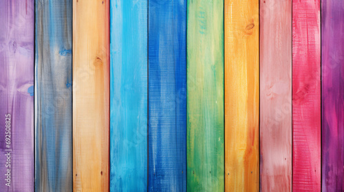 Wooden boards shabby multicolored rainbow watercolor