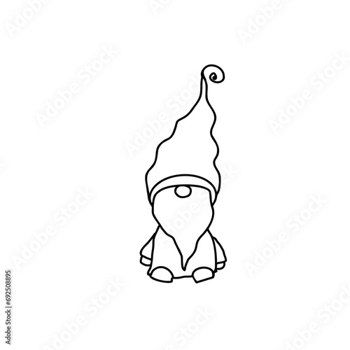 gnome, a sketch of a vector drawing, isolated on a white background.