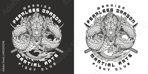 Dragon fight club monochrome poster