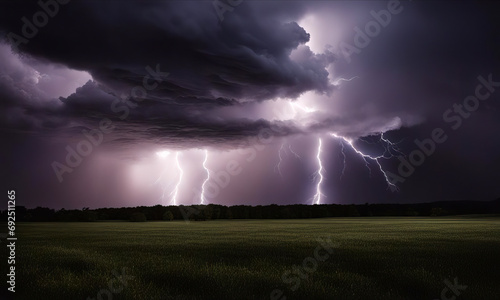 storm clouds and lightning over a field