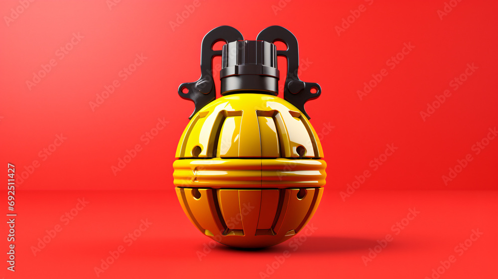 Yellow Red Hand Grenade Bomb Design Weapon Symbol
