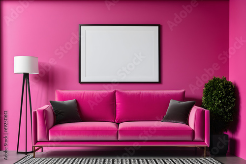 Frame mockup  ISO A paper size. Living room wall poster mockup. Interior mockup with house background. Modern interior design. 3D render  generative ai