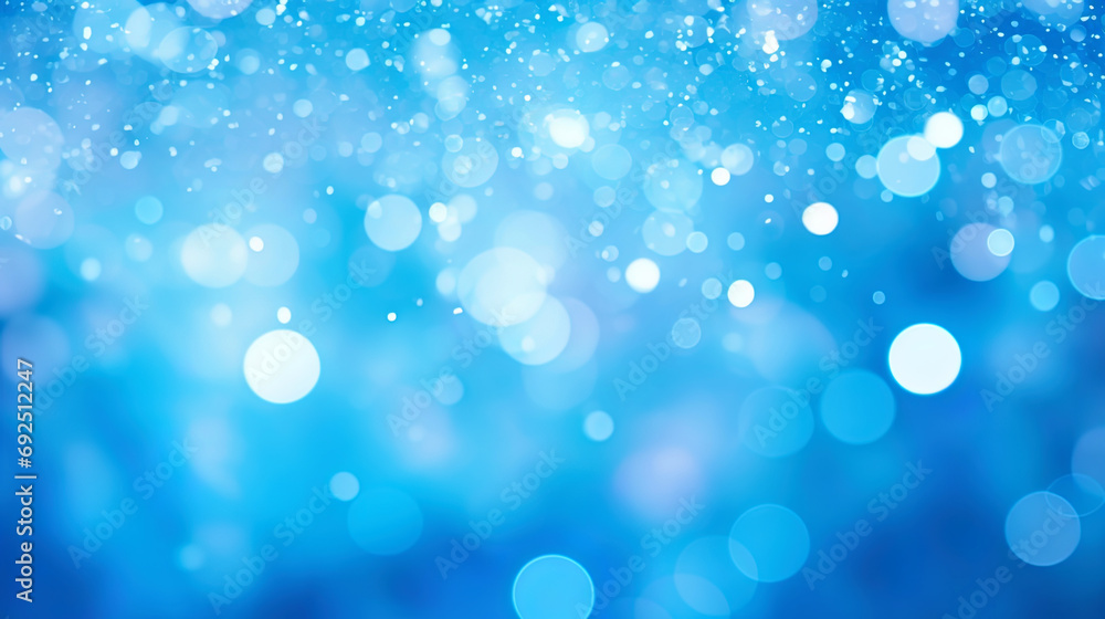 Abstract background with blurry lights of the holiday and a light side on a light blue