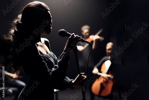 Silhouettes of pop singers and singer groups photo