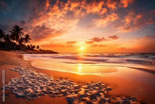 Romantic sunset at the beach.