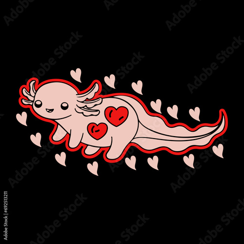 axolotl head with valentine's day svg