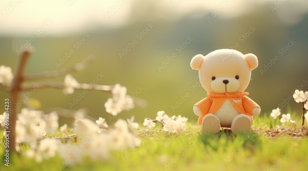 teddy bear on the grass teddy bear on the grass