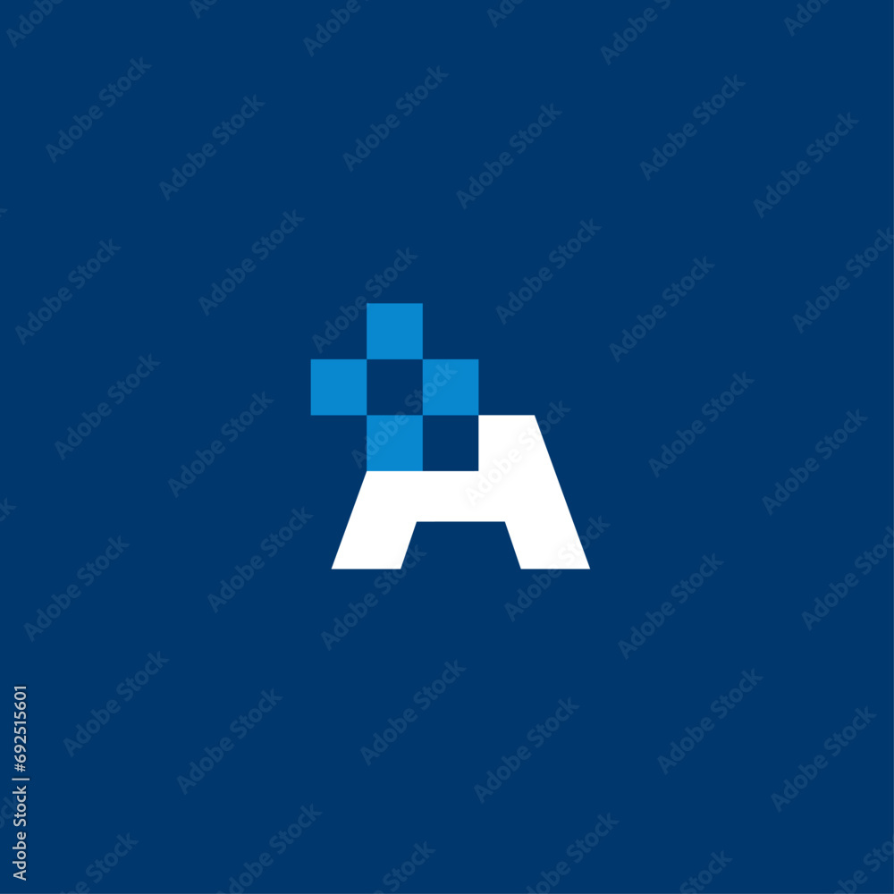 Obraz premium Letter A with plus icon medical logo. Usable for business, science, healthcare, medical, hospital and doctor letter design vector
