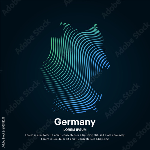 simple line art map of Germany. Creative Germany map logotype vector illustration on dark background. Germany logo vector design template - EPS 10