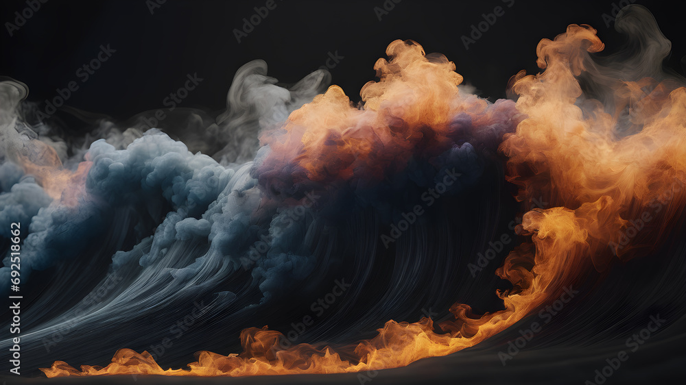  Creative Abstract fire smoke background. Abstract smoke waves Backgrounds.  AI generated image