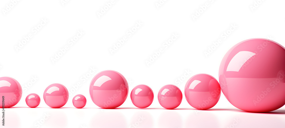 Abstract composition featuring pink matte soft chaotic balls of various sizes isolated on white background, The composition also includes pink random flying spheres, Abstract composition featuring pink matte soft chaotic balls of various sizes isolated on white background, The composition also includes pink random flying spheres,
