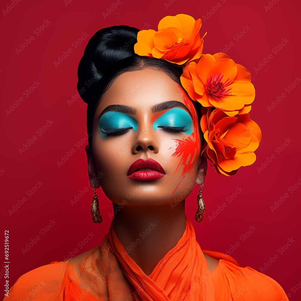 Illustration of a fashion portrait, AI Generated Illustration of a fashion portrait, AI Generated