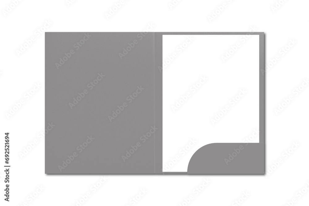 A4 size single pocket reinforced folder with letterhead inside mockup isolated on white background.3d rendering. A4 size single pocket reinforced folder with letterhead inside mockup isolated on white background.3d rendering.