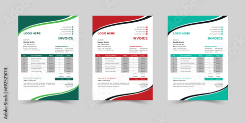 Business invoice form template. money bills or price invoices and payment agreement design templates. Tax form, bill graphic or payment receipt page vector set.
