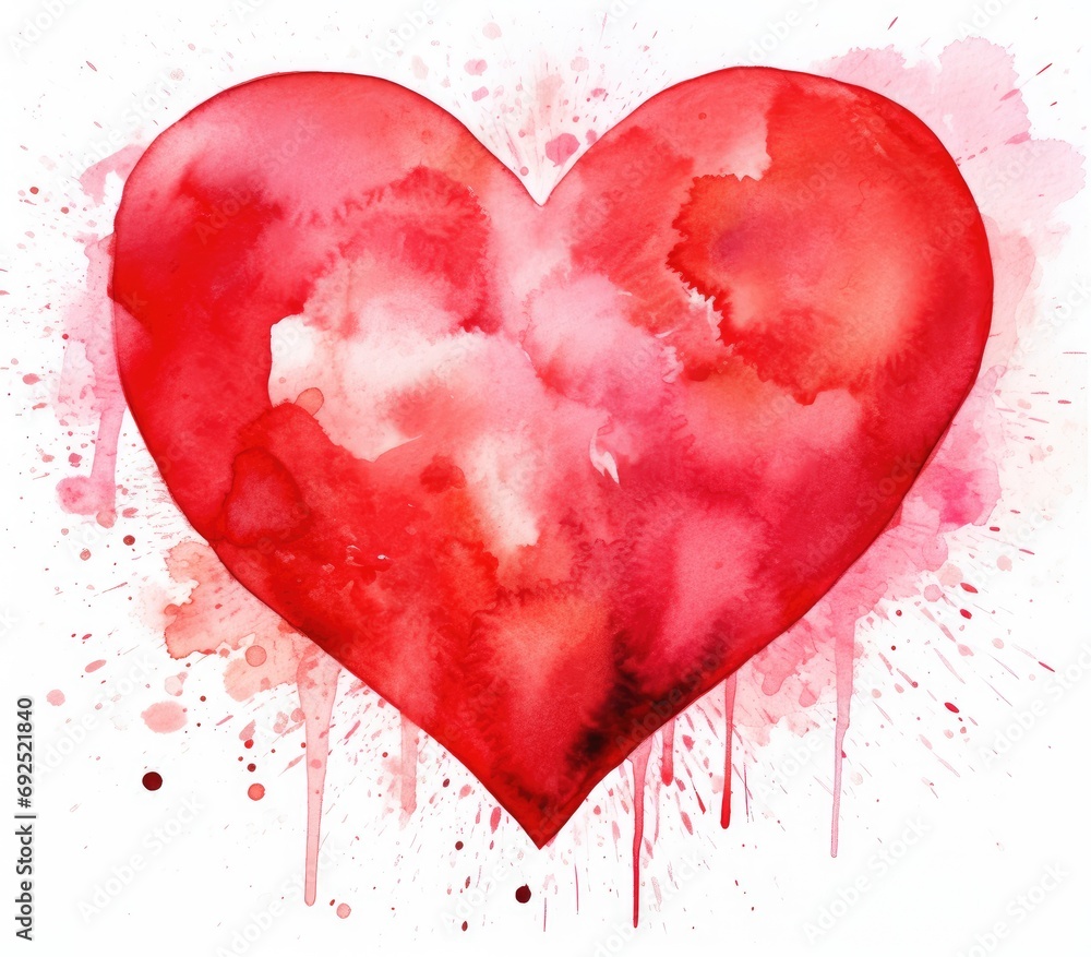 Red heart on white background drawn with art colors. Background for valentine's day cards Red heart on white background drawn with art colors. Background for valentine's day cards