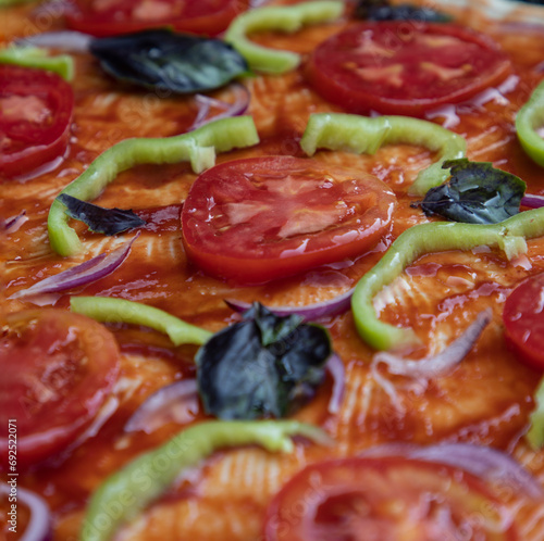 Fresh and delicious pizza with tomatoes