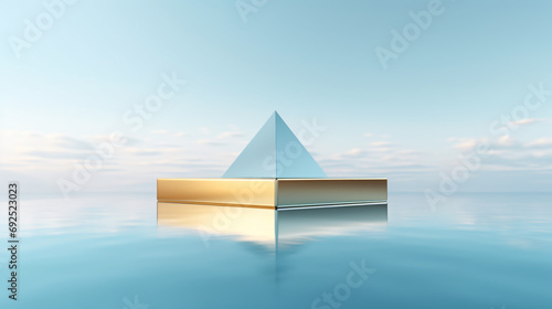 3d render abstract pastel blue geometric background