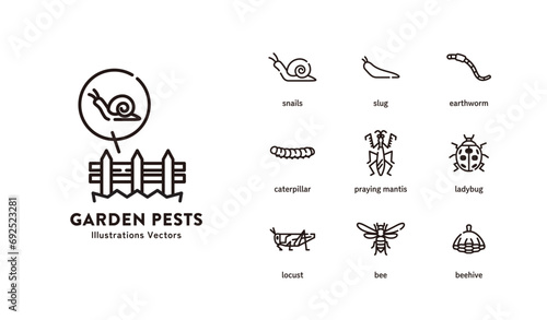 Garden pest icon set