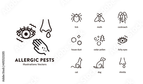 Allergy pest icon set