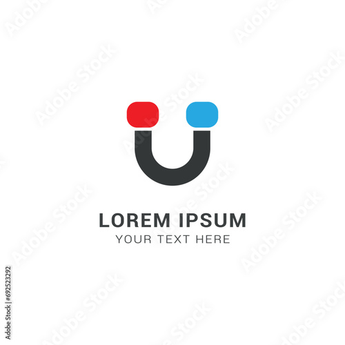 vector logo with the initials of the letter U resembling a magnet design.