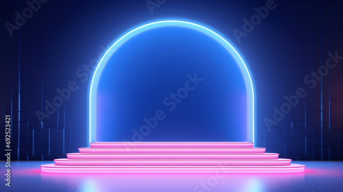 3d render abstract pink blue neon background