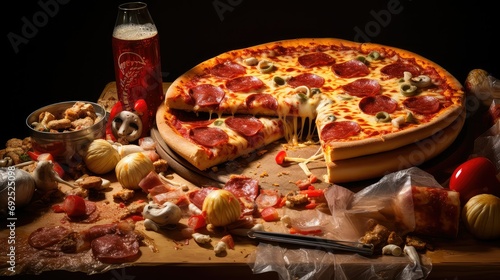 salty unhealthy pizza food illustration indulgent calorie, oily fast, carb heavy salty unhealthy pizza food photo
