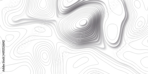 Topographic map background geographic line map with seamless ornament design. The black on white contours vector topography stylized height of the lines map. 