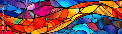 Abstract curves pattern design stained glass window illustration wallpaper  #692527018