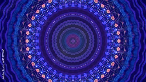 4K Colorful kaleidoscope background. Abstract multicolored motion graphics background for yoga specialist, astrology, art therapist, night club, music video.