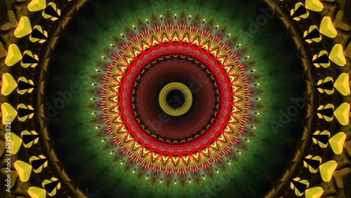 4K Colorful kaleidoscope background. Abstract multicolored motion graphics background for yoga specialist, astrology, art therapist, night club, music video.