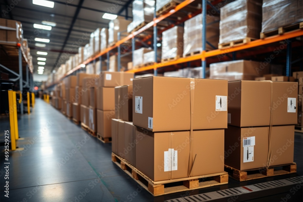 warehouse goods in cartons factory storage Shipping merchandise room Logistics background warehouse goods in cartons factory storage Shipping merchandise room Logistics background