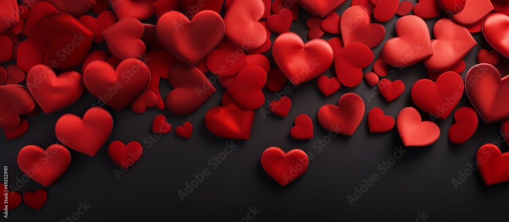 Valentines day background banner: abstract panorama background with red hearts; concept love Valentines day background banner: abstract panorama background with red hearts; concept love