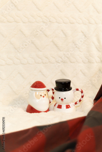 Merry Christmas with Santa and Snowman