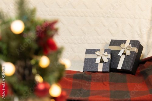 Merry Christmas with Tree and Gifts