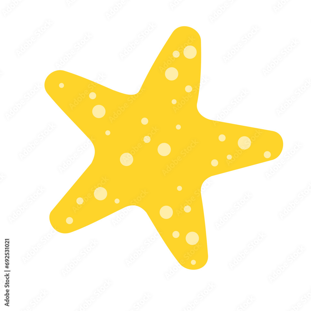 Cartoon cute yellow starfish. Vector funny sea animal. Flat icon. Cartoon cute yellow starfish. Vector funny sea animal. Flat icon.