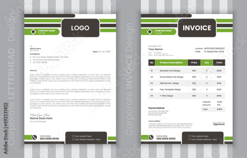 Set abstract creative latterhead and invoice template