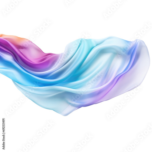 Colorful Silk scarf flying in the wind isolate transparent white background