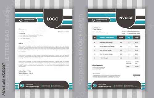 Set abstract creative latterhead and invoice template