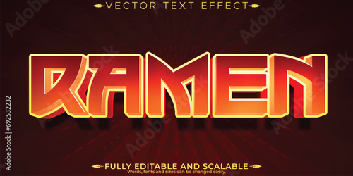 Ramen japan text effect, editable asia and soup text style