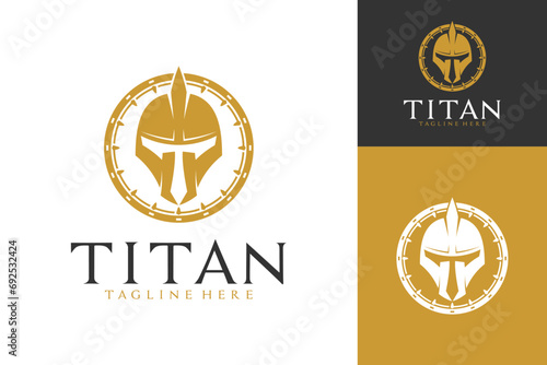 Minimalist Titan warrior logo design photo